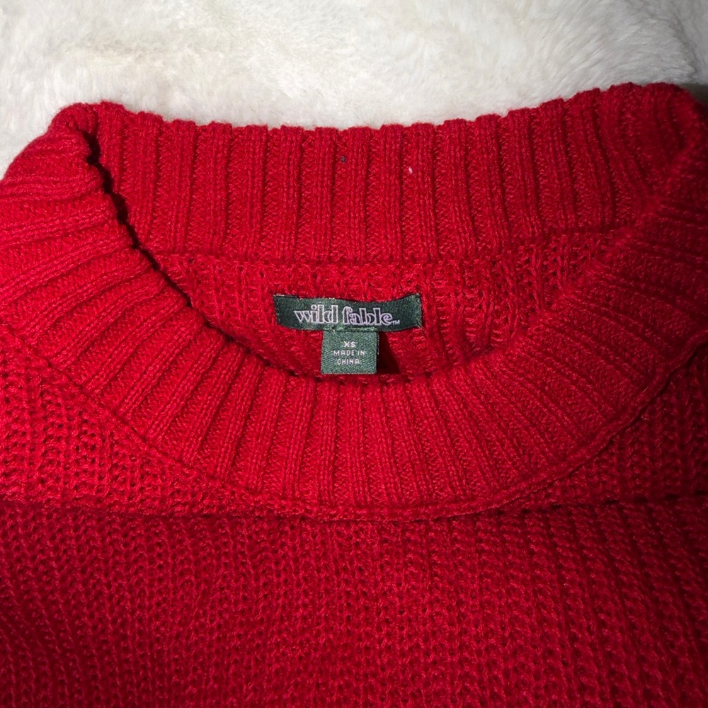 Size Small Red Ribbed Cropped Sweater - Picture 5 of 6